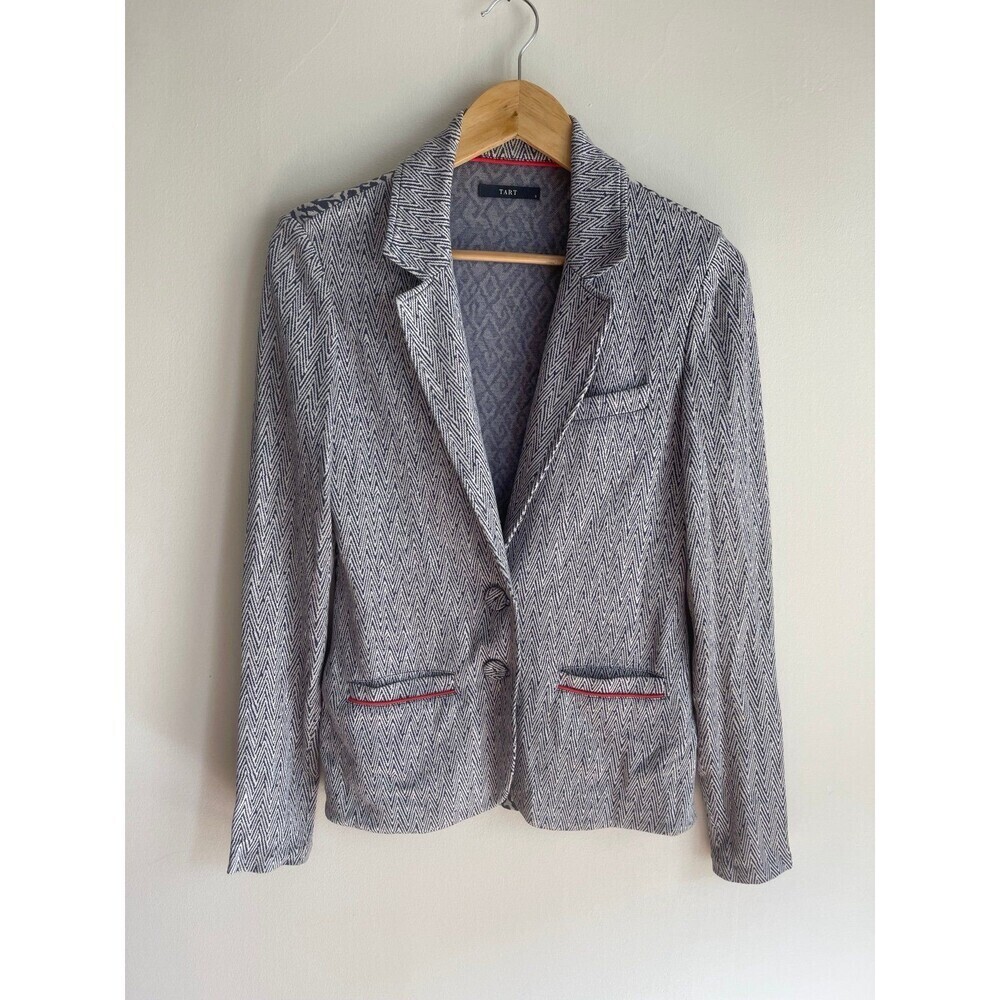 Tart Blithe Chevron Knit Blazer Blue & White Size Small